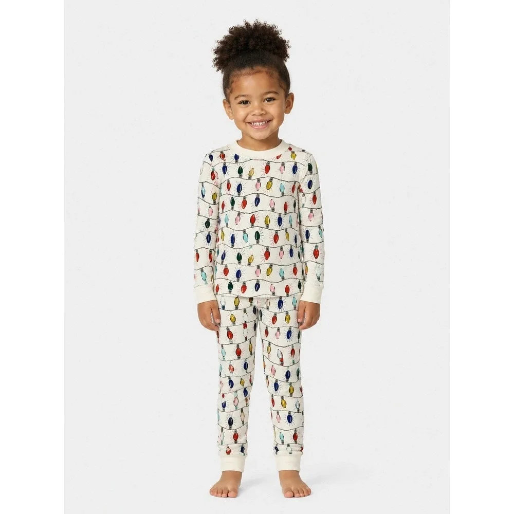 NWOT Hanna Andersson Kids 3T Christmas Lights Organic Cotton Pajama Set 90cm New